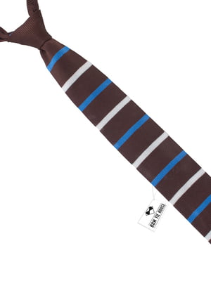 Краватка трикотажна коричнева в смужку | 6457357