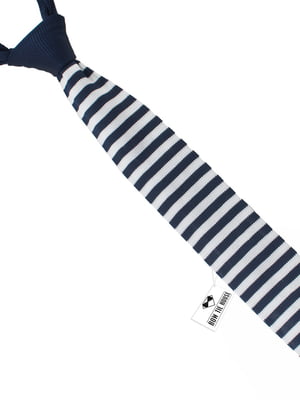 Краватка трикотажна синя в білу смужку | 6457358