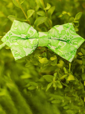 Краватка-метелик салатова з візерунком | 6457457