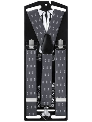 Підтяжки краваткі сірі з візерунком | 6457788