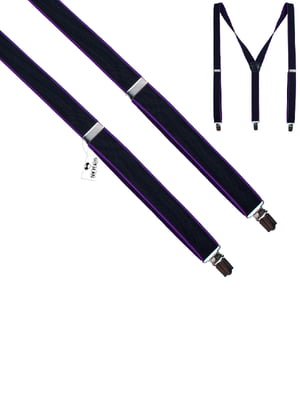 Подтяжки черные с фиолетовой окантовкой | 6457866