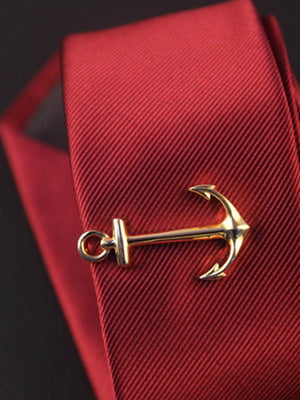 Затискач для краватки у формі якоря золотистий | 6457991