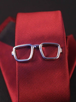Затискач для краватки у формі модних окулярів сріблястий | 6457998