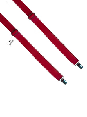 Подтяжки кожаные красные узкие с регуляторами | 6458123