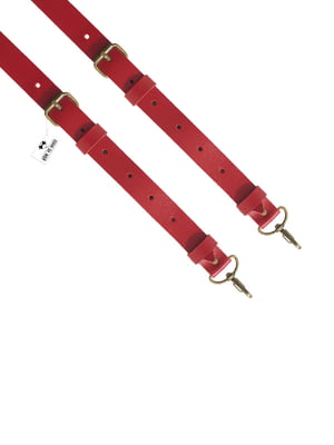 Подтяжки кожаные красные узкие на карабинах с пряжками | 6458147