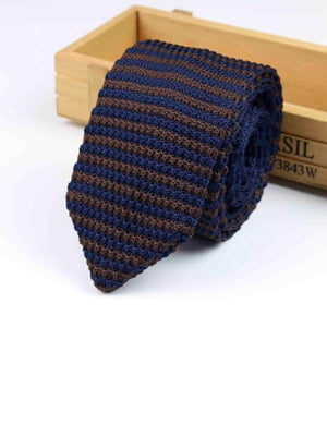 Краватка в'язана коричнево-синя | 6458327