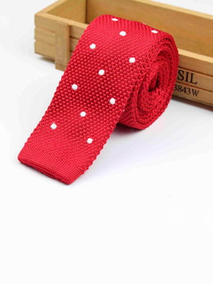 Краватка трикотажна червона в білий горошок | 6458330