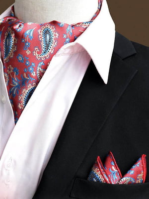 Шейный платок  красный с узором и платком-паше | 6458400