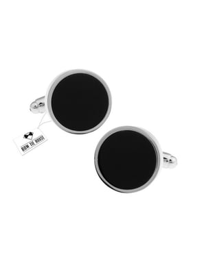 Запонки чорні металеві круглі | 6458601