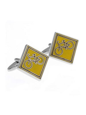 Запонки желтые с велосипедами | 6458885