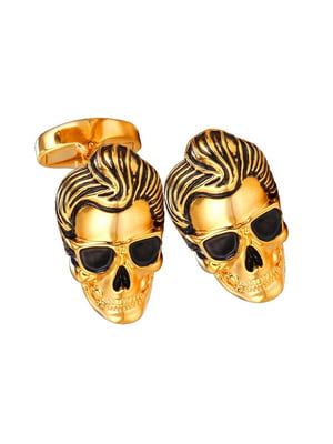 Запонки золотистые череп Элвиса Пресли | 6458901