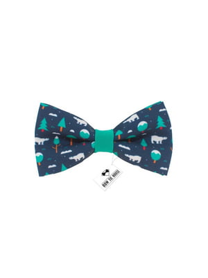 Краватка-метелик синьо-зелена з принтом | 6458919
