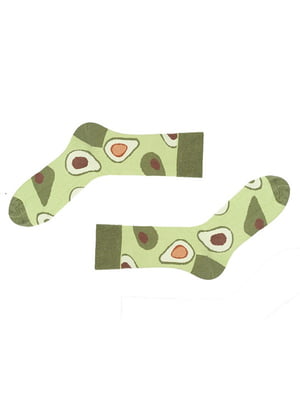 Шкарпетки зелені з принтом | 6459028