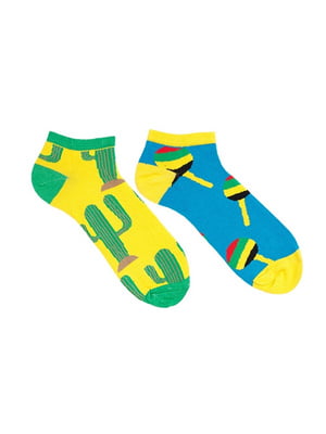 Шкарпетки синьо-жовті з принтом | 6459036