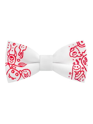 Краватка-метелик біла з червоним розмальована | 6459074