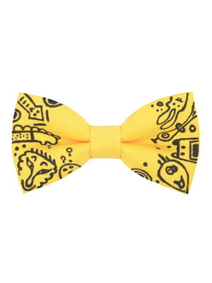 Краватка-метелик жовта з монстриками розмальована | 6459075