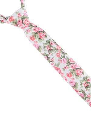 Краватка рожева в квітковий принт (6 см) | 6459080
