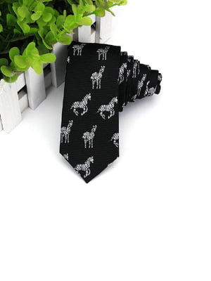 Краватка вузька чорна із зебрами | 6459164