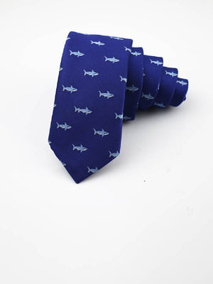 Галстук темно-синий с акулами (6 см) | 6459217