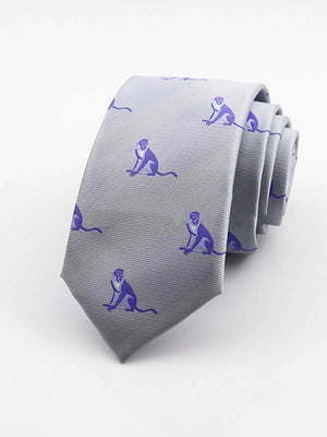 Краватка сірий з фіолетовими мавпочками | 6459218