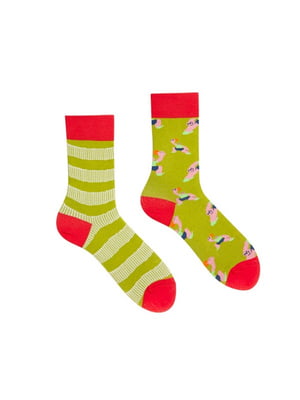 Шкарпетки зелені з принтом | 6459324