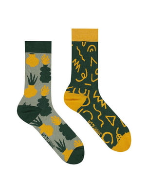 Шкарпетки жовто-зелені з принтом | 6459381