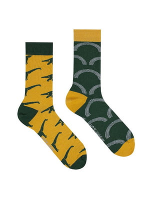 Шкарпетки жовто-зелені з принтом | 6459382