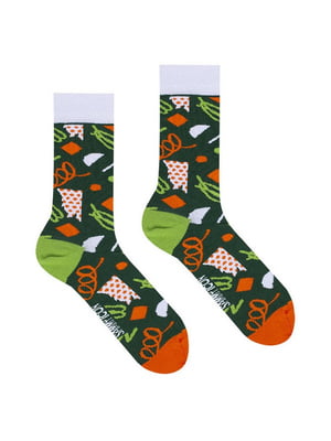 Шкарпетки зелені з принтом | 6459384