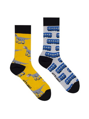 Шкарпетки синьо-жовті з принтом | 6459385