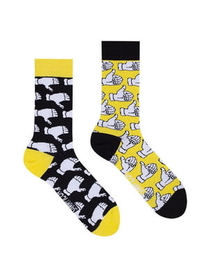 Шкарпетки чорно-жовті з принтом | 6459389