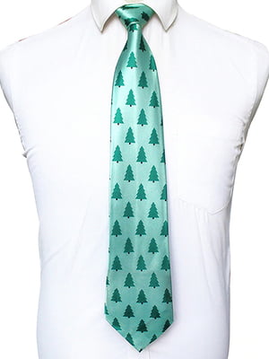 Краватка зелена новорічна з ялинками | 6459393