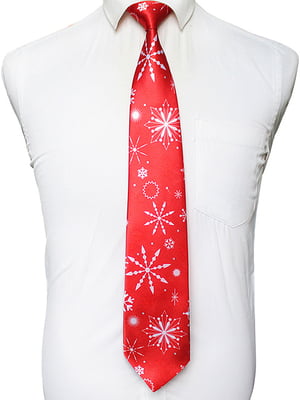 Краватка новорічна червона в сніжинки. | 6459394