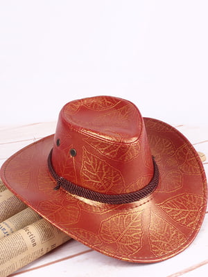 Шляпа ковбойская терракотовая с золотым принтом | 6459400