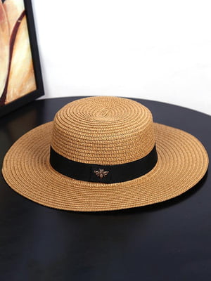 Солом'яний капелюх для жінок світло-коричневий | 6459577