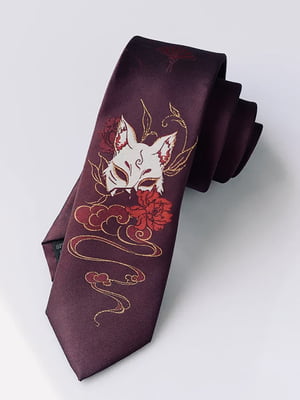 Краватка з анімалістичним принтом бордова. | 6459598
