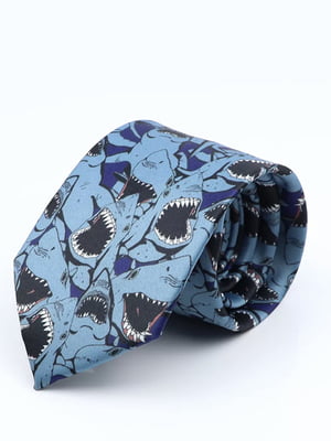 Краватка синя з акулами | 6459656