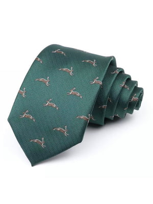 Краватка зелена з малюнком кролика | 6459659
