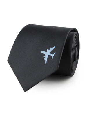 Краватка чорна із зображенням літака | 6459698