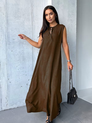 Платье А-силуэта коричневое | 6464850
