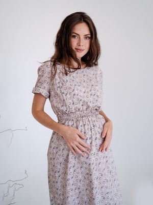 Платье для беременных бежевое в принт | 6466615