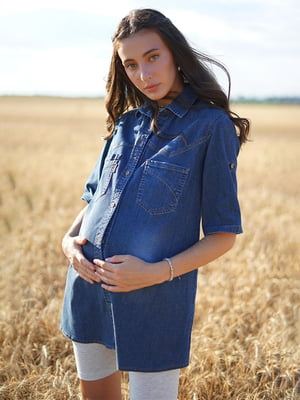 Блуза для вагітних синя | 6466723