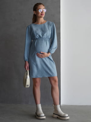 Платье для беременных и кормящих мам цвета деним | 6466741