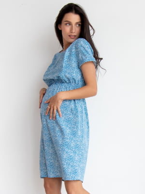 Сукня для вагітних блакитна в принт | 6466791