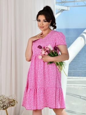 Платье розовое в цветочный принт | 6423253