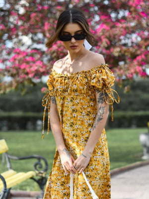 Сукня жовта в квітковий принт | 6423721