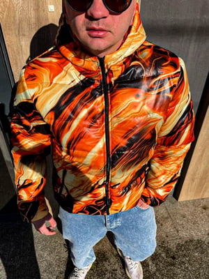 Куртка оранжевая с принтом | 6479596