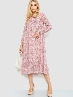 Платье А-силуэта розовое в принт | 6484283
