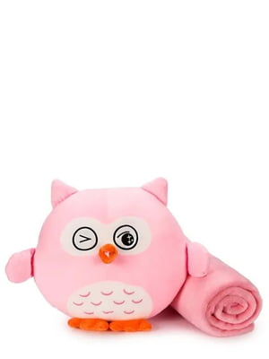 Мягкая игрушка-подушка с пледом розовая | 6484397