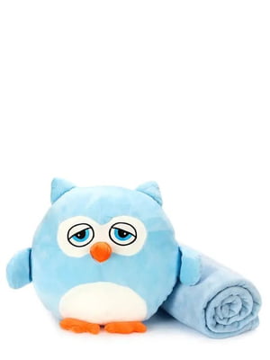 М'яка іграшка-подушка з пледом блакитна | 6484398
