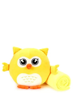 Мягкая игрушка-подушка с пледом желтая | 6484400